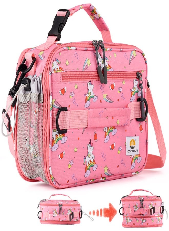 CaCTOUR Lunch Box Kids, Expandable Insulated Lunchbox for Girls Boys,Soft Cooler Bag with Strap,Back to School Thermal Reusable Lunch Bag for Work School Picnic (Rainbow) - Image 1